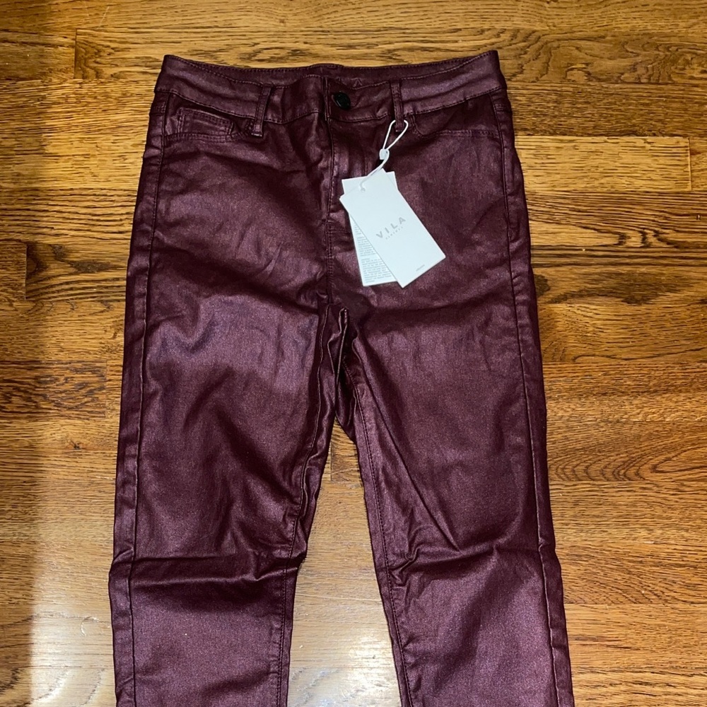 Vila Coated Skinny Jeans WINETASTING Size Large